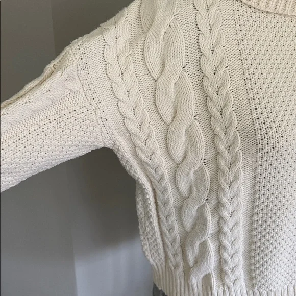 Madewell Cream Cable Knit Turtleneck Sweater - Picture 4 of 5